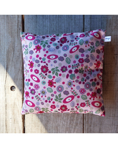 Housse de coussin velours 40x40 Motif abstrait fond rose poudrée