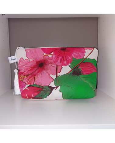 Grande trousse 25 cm motif hibiscus