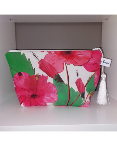 Grande trousse 25 cm motif hibiscus